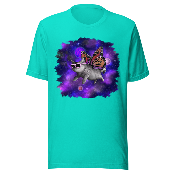 Space cat butterfly shirt