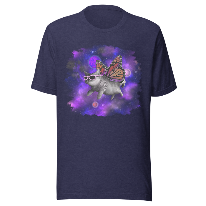 Space cat butterfly shirt